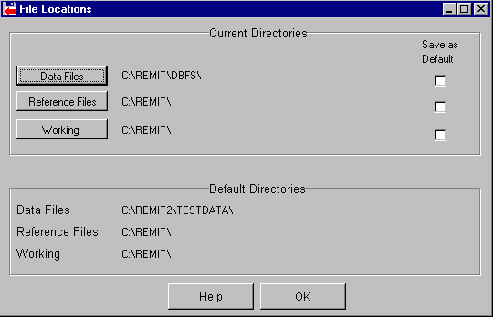 Screen image of REMIT file location menu