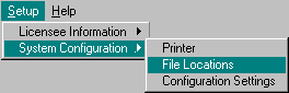 Screen image of REMIT setup menu